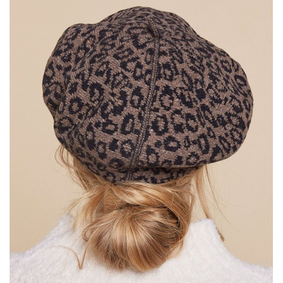 Brown Leopard Hartza Beret - Laulhère