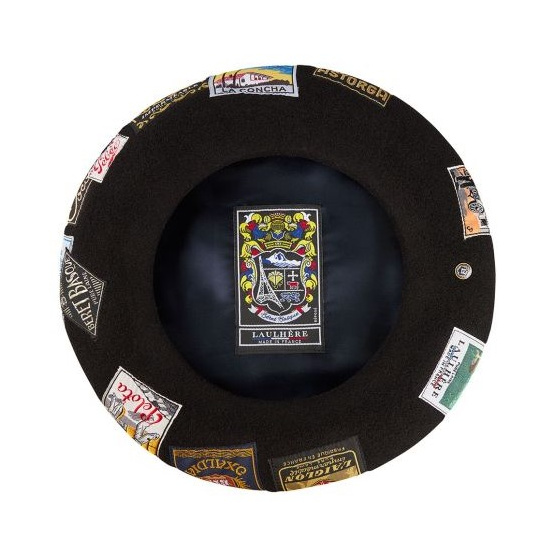 Oihana Patch Wool Black Beret - Heritage by Laulhère