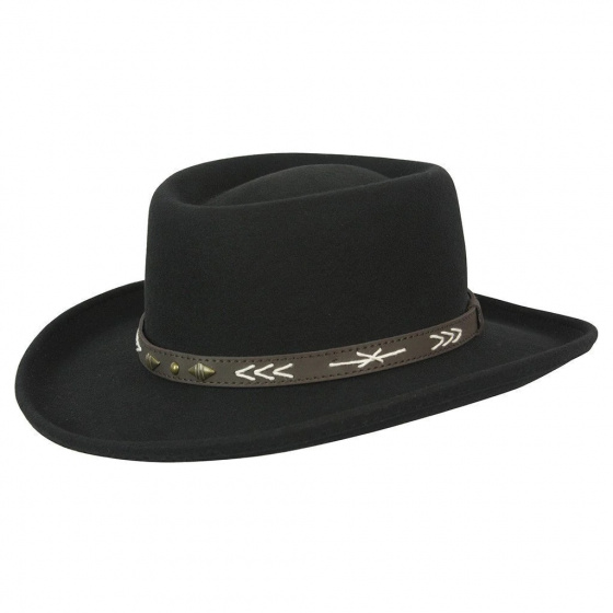 Gambler Hat Black Wool Felt UPF50+ - Conner Hats