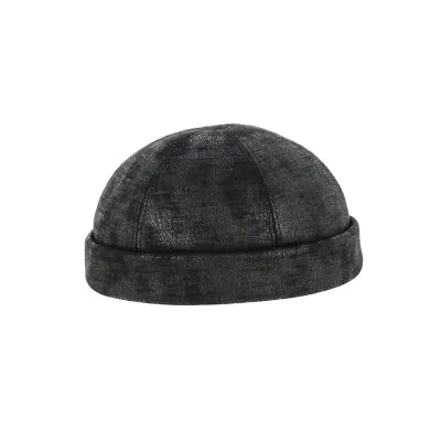 Black Faux Leather Docker Beanie - Reference: 19593 | Traclet Hat Shop