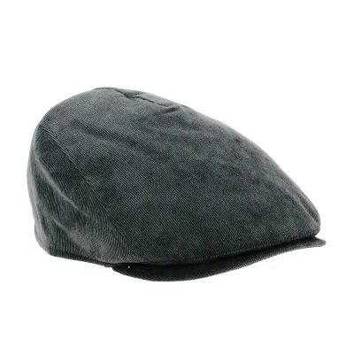 Casquette velours plate gris