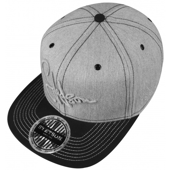 Casquette Snapback Visière Plate Grise - Stetson