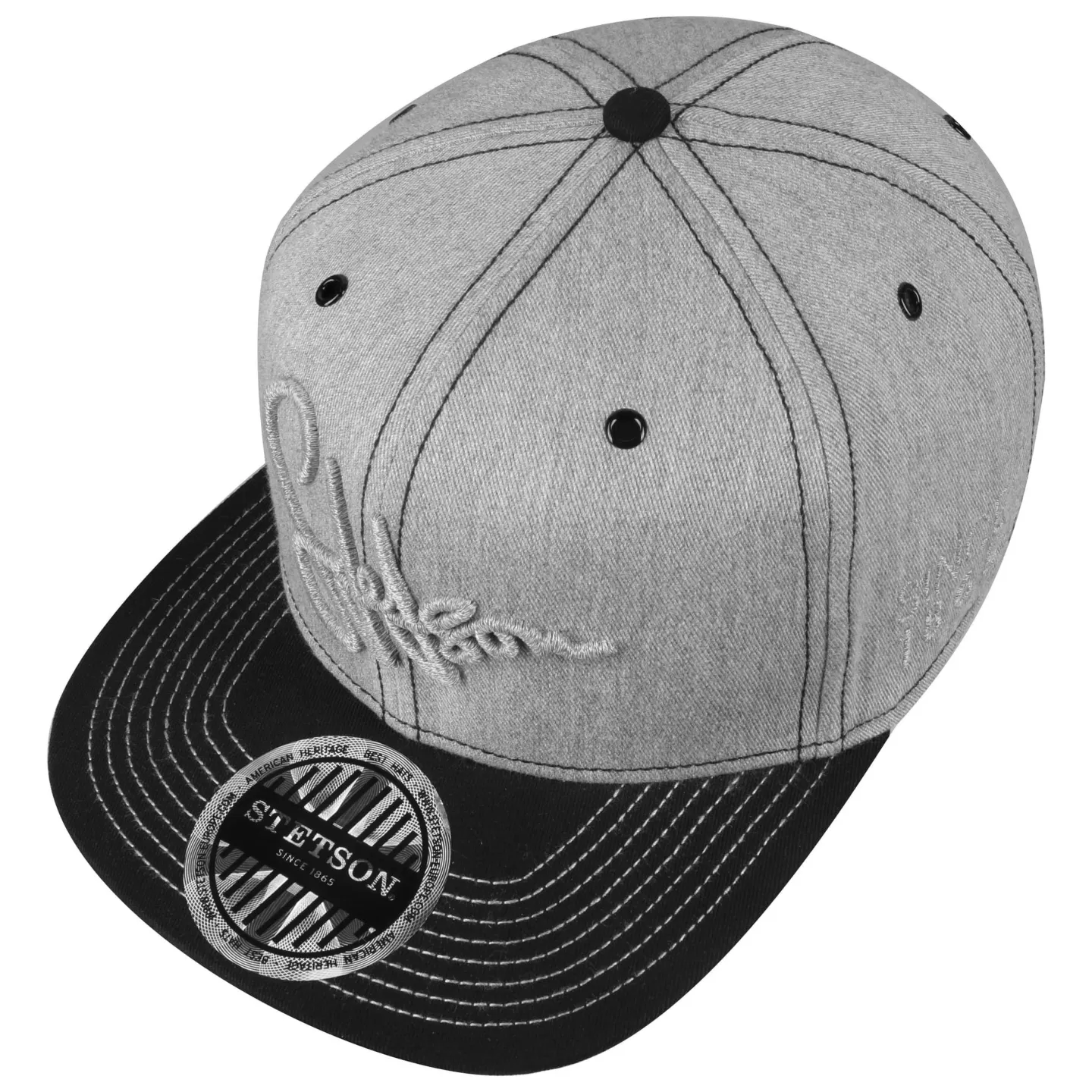 Casquette Snapback Visière Plate Grise - Stetson  : 19608| Chapellerie Traclet