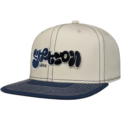 Casquette Snapback Visière Plate Beige & Bleu - Stetson