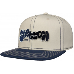 Flat Brim Snapback Cap Beige & Blue - Stetson