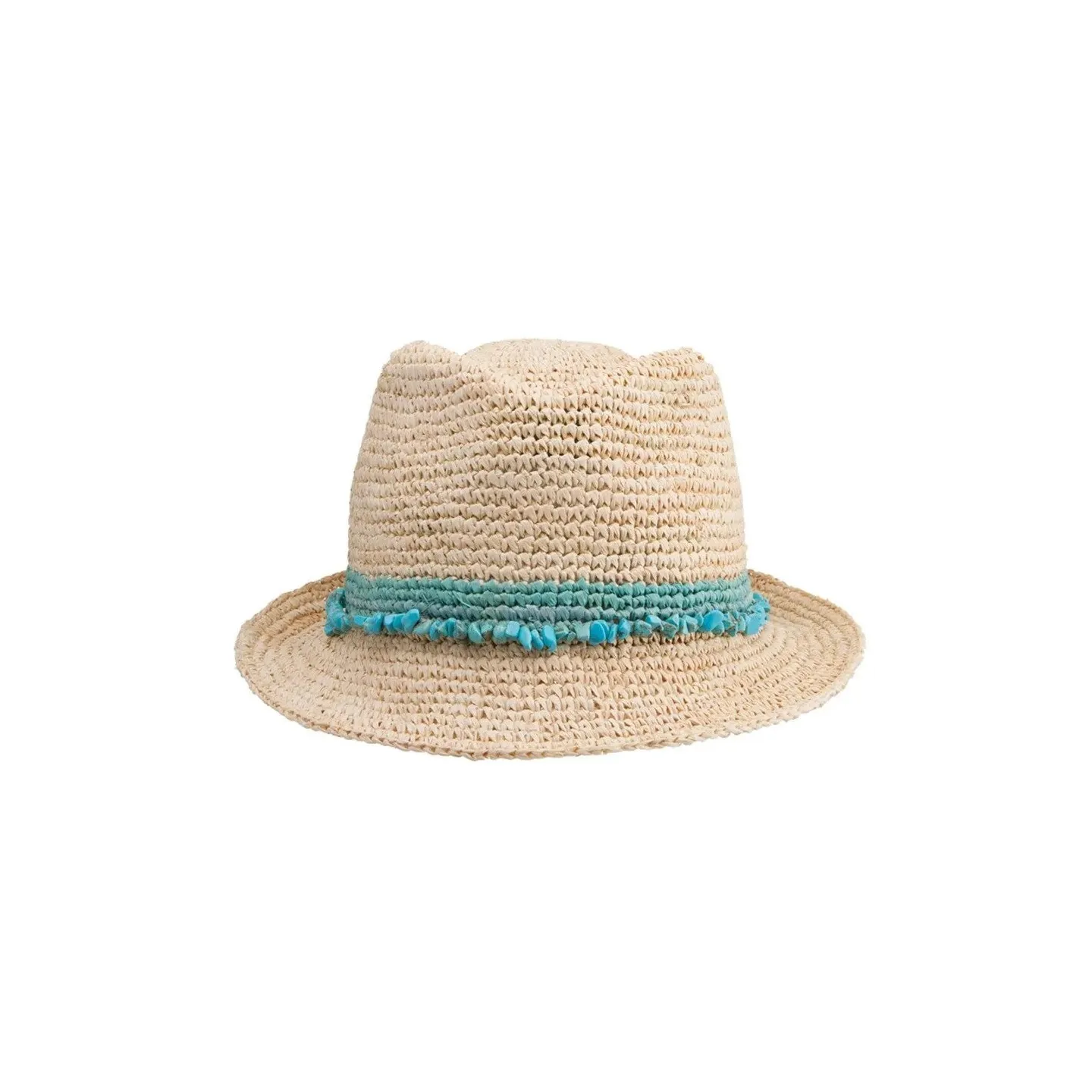 Chapeau Trilby Paille Raffia Naturel Turquoise - House Of Ord Reference : 6516 | Chapellerie Traclet