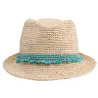 Chapeau Trilby Paille Raffia Naturel Turquoise - House Of Ord Reference : 6516 | Chapellerie Traclet