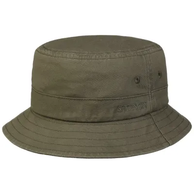 Cotton Twill Bucket Hat Olive UPF 40+ - Stetson Reference: 19658| Traclet Hat Shop