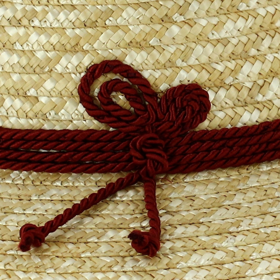 Geraldine Burgundy-Trimmed Straw Wide-Brimmed Hat - Traclet Geraldine Burgundy-Trimmed Straw Wide-Brimmed Hat - Traclet