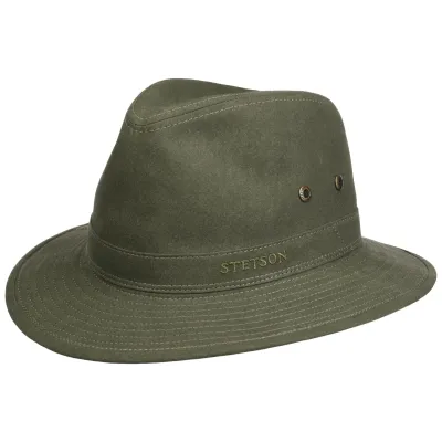 Chapeau Traveller Virginia Coton BiologiqueOlive UPF 40+ - Stetson Reference : 19695| Chapellerie Traclet