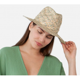 Beige & Green Paper Straw Traveller Hat - Barts