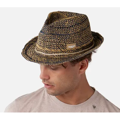 Chapeau Trilby Anjar Paille Papier Beige & Bleu - Barts Reference : 19751| Chapellerie Traclet