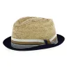 Chapeau Trilby raphia et jean