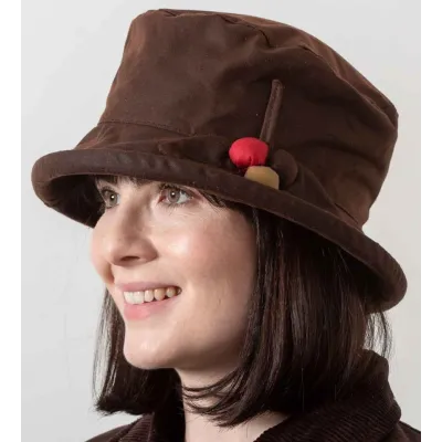 Waterproof Oiled Cotton Cloche Hat Brown - Hatman