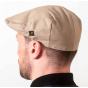 Beige Cotton Poplin Flat Cap - Hatman