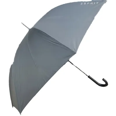 Parapluie Canne Long Semi Automatique Noir a Rayure - Esprit Référence : 14506