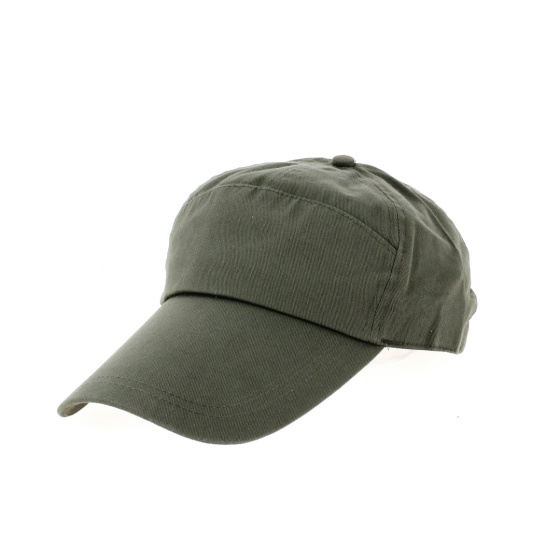 Olive Cotton Baseball Cap with Long Visor - Traclet