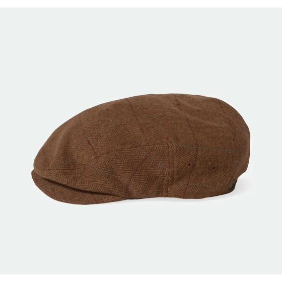 Brixton flat cap in brown and beige, with blue and red lines