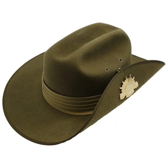 Khaki Fur Felt Military Hat - Akubra