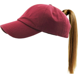 Women's Ponytail Baseball Cap Burgundy - Traclet