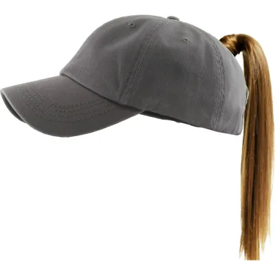 Women's Grey Baseball Cap with Ponytail Opening - Traclet Reference: 19986 | Traclet Hat Shop