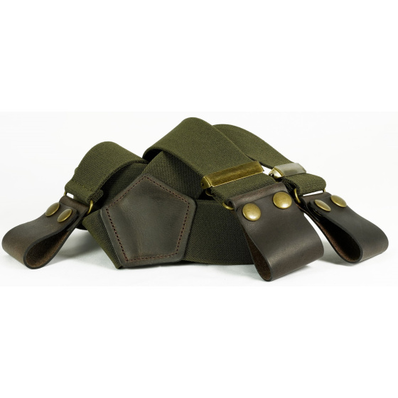 Leather Strap Y-Shape Commando Suspenders Made in France