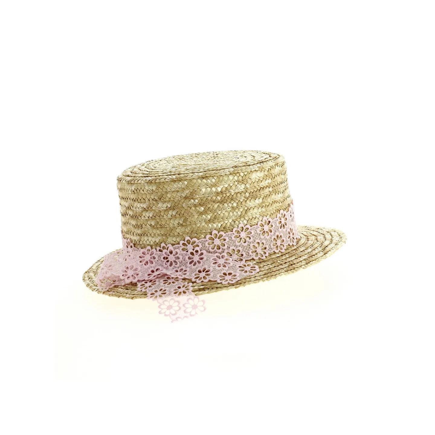 Canotier dentelle Français Paille Naturelle - Traclet
