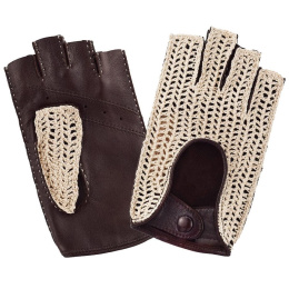 copy of Brown Leather & Cotton Driving Mitt - Glove Story