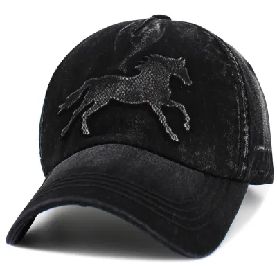 Vintage Black Mustang Baseball Cap - Kbethos Reference: 20025| Traclet Hat Shop