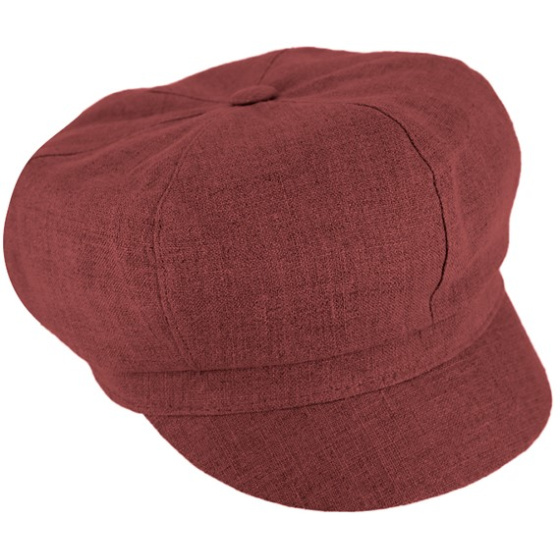 Brick Red Linen Newsboy Cap Costanza - Traclet