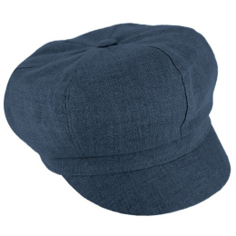 Costanza Blue Linen Newsboy Cap - Traclet
