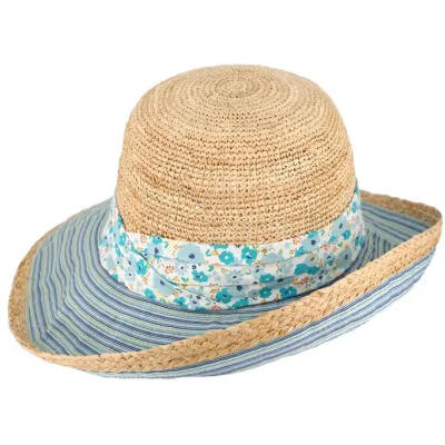 Capeline Cecilia Paille Aqua& Naturel - Traclet