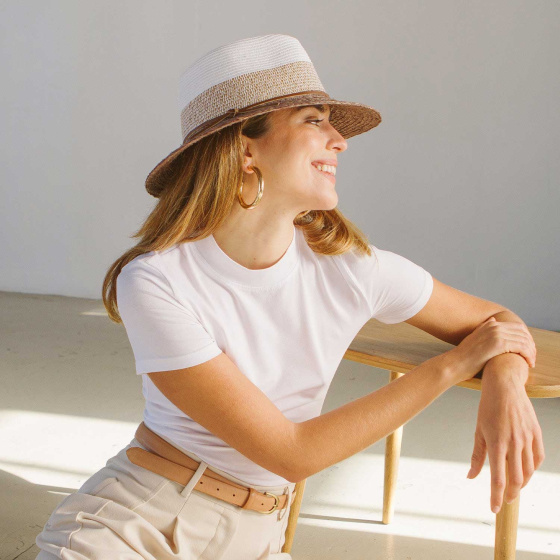Chapeau Fedora Tina Paille Raphia Mushroom UPF50+ - House of Ord Chapeau Fedora Tina Paille Raphia Mushroom UPF50+ - House of Ord