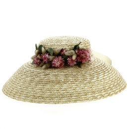 French Pink Natural Straw Lampshade Hat - Traclet