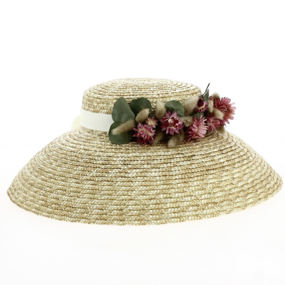 French Pink Natural Straw Lampshade Hat - Traclet French Pink Natural Straw Lampshade Hat - Traclet