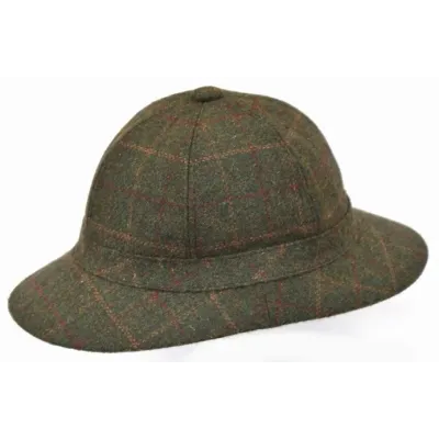 English Striker Bucket Hat in Green Tweed with Blue Stripes - Olney Reference: 7025 | Chapellerie Traclet