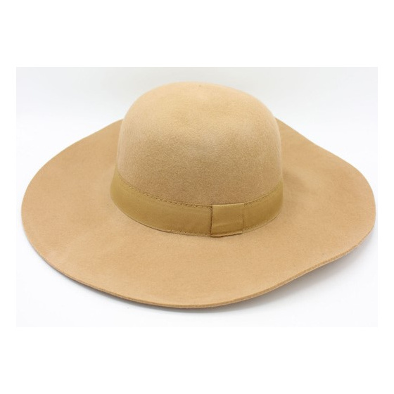 Lucia Wide Brim Felt Hat Beige - Traclet