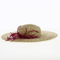 Capeline en paille plume Fuchsia - Création TRACLET