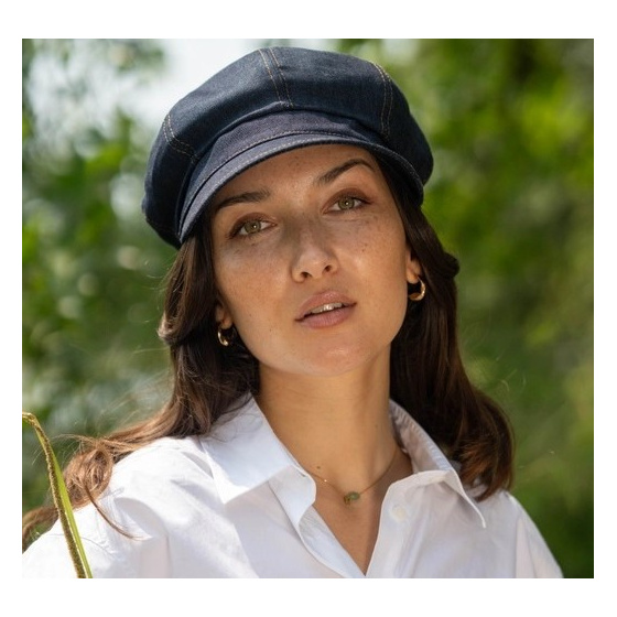 Vittoria Cotton Denim Newsboy Cap - Fléchet
