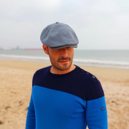 Grey Eight Panel Cotton Cap - Le Chapoté Paris