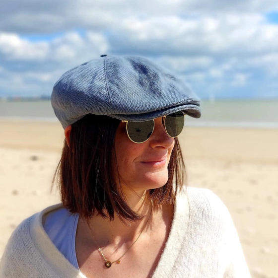 Grey Eight Panel Cotton Cap - Le Chapoté Paris