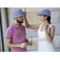 Bang Flat Cap Floral Pattern Navy Blue - Traclet