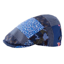 Navy Blue Patchwork Capri Flat Cap - Traclet