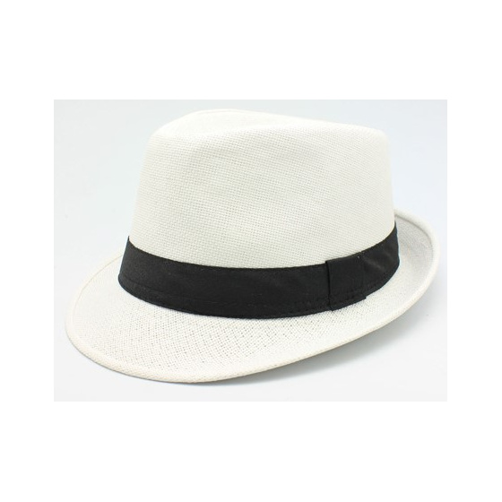 Trilby Groove Straw Hat White Paper - Traclet