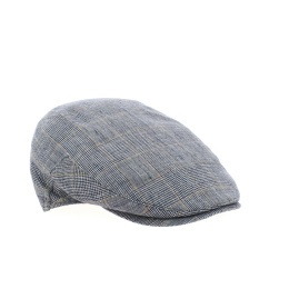 Blue checkered flat cap justin linen