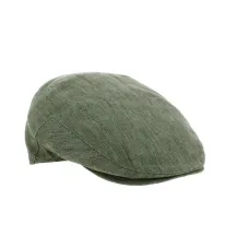 Justin Positano flat cap in olive linen - Traclet - ref 20295