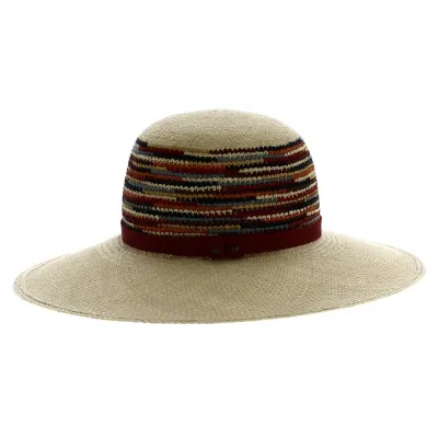 Multicolored panama wide-brimmed hat