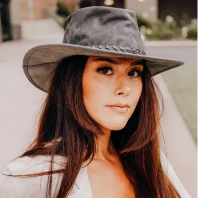 Chapeau Traveller Crusher Bomber Cuir Gris - American Hat Makers