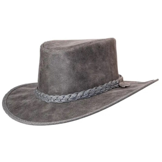 Chapeau Traveller Crusher Bomber Cuir Gris - American Hat Makers