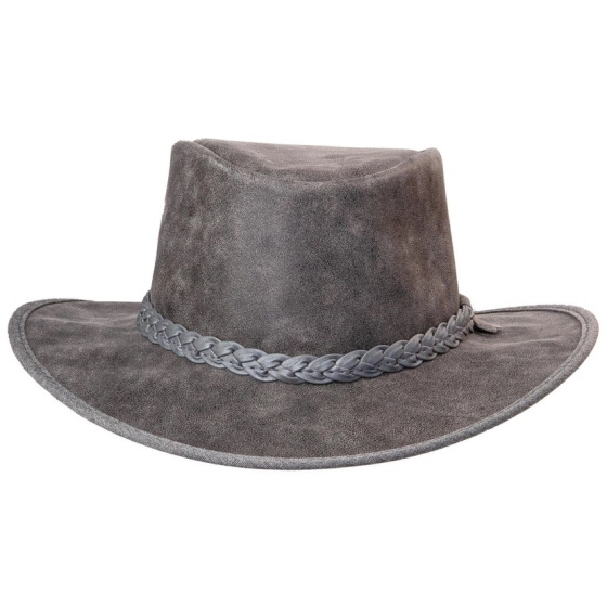 Grey Leather Traveller Crusher Bomber Hat - American Hat Makers Grey Leather Traveller Crusher Bomber Hat - American Hat Makers